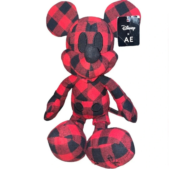 Disney Mickey Mouse X AE American Eagle Special Edition 12” Plush Doll Red Plaid - Picture 1 of 10